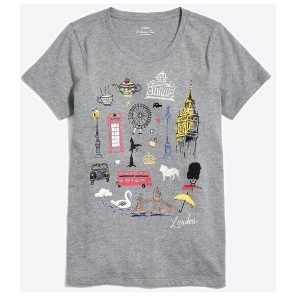 J.CREW London Destination Collector Grey Tee - Picture 1 of 5